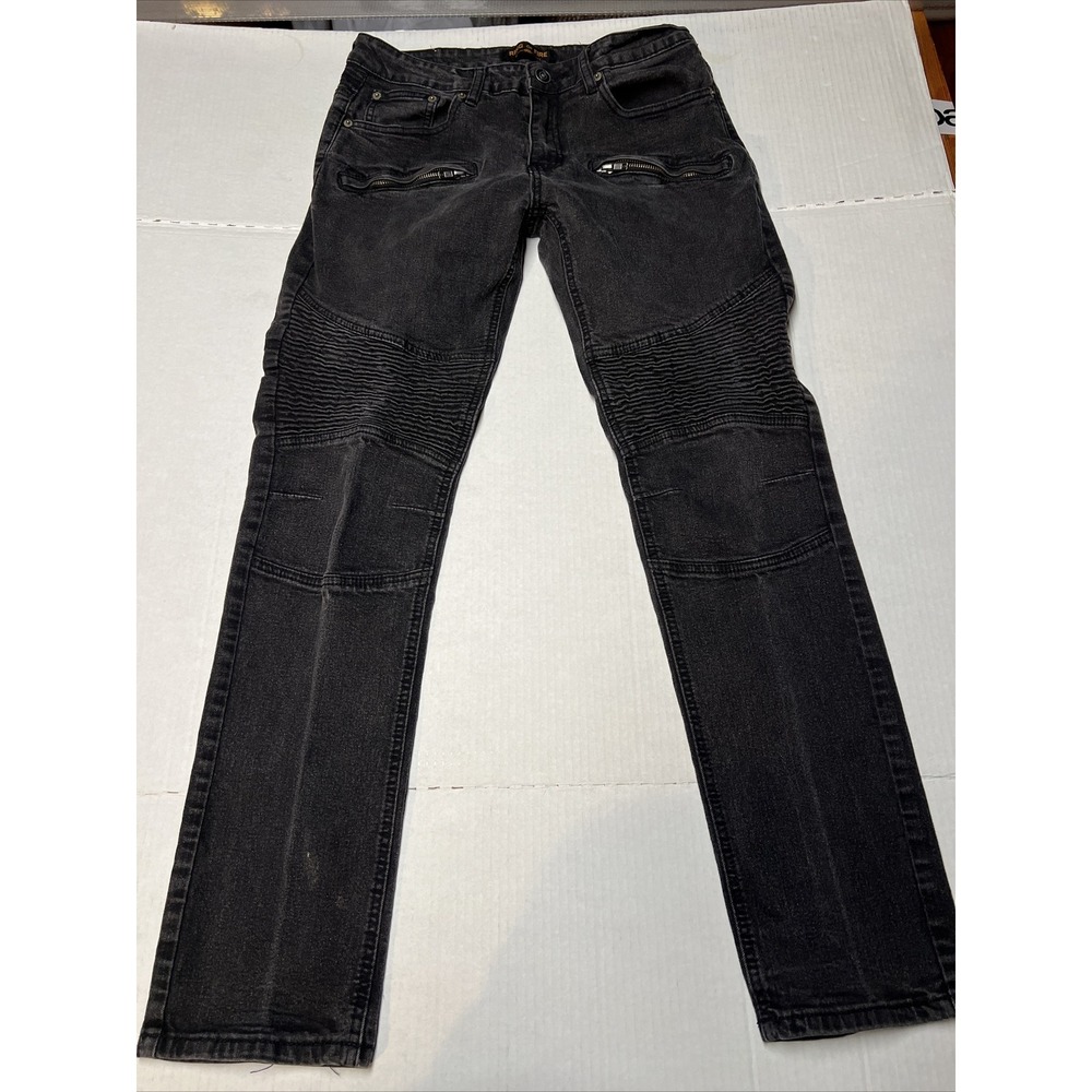 Ring Of Fire Black Denim Jeans Men's 32x32 Slim Fit Zip Pockets